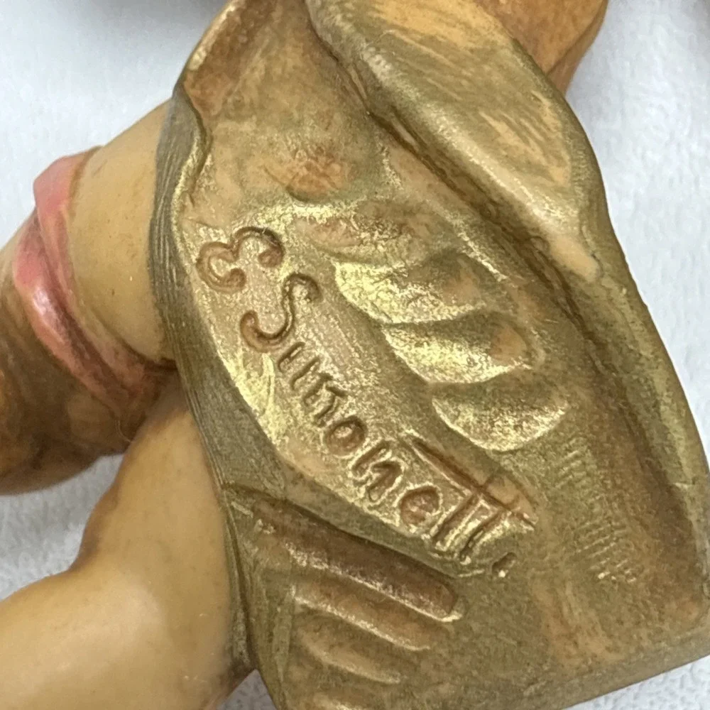 Vtg 80s Wall Fontanini Simonetti Roman Nativity Cherub Depose Angel Banner W/Tag